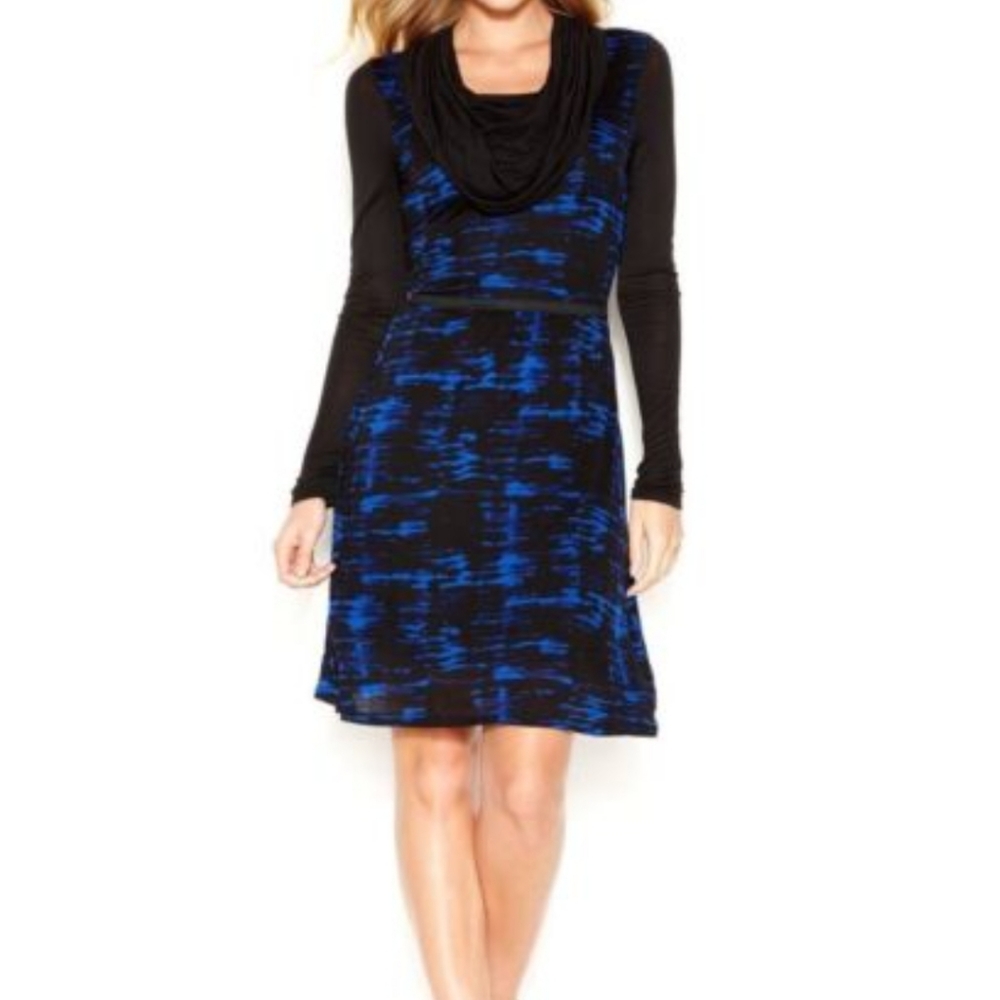 Kensie Abstract Print Cowl Neck Dress